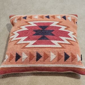 Southwestern Geometric Accent Pillow in Coral Pink